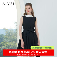 AIVEI【孟子義同款】欣賀艾薇夏季無袖黑色禮服連衣裙R0360142 黑色 S