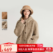 飛鳥和新酒帶帽毛毛外套女厚2024冬季新款小個(gè)子短款駝色繡花外套 駝色HCJ02 S