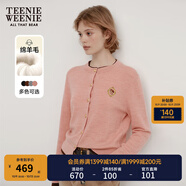 Teenie Weenie小熊秋季綿羊毛軟糯毛針織開(kāi)衫簡(jiǎn)約通勤毛衣外套女裝 粉色 XS (155)