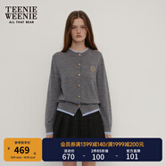 Teenie Weenie小熊秋季綿羊毛軟糯毛針織開(kāi)衫簡(jiǎn)約通勤毛衣外套女裝 深灰色 XS (155)