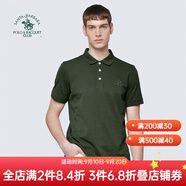 圣大保羅男裝2025夏季純棉商務(wù)休閑男裝上衣合身翻領(lǐng)polo體恤衫短袖t恤男 墨綠色P5 XL (52)  175/92B