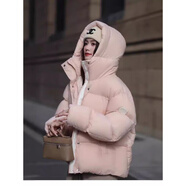 南極人（Nanjiren）短款羽絨服女2025冬季新款90白鴨絨高端日韓風(fēng)加厚保暖連帽外套潮 粉色 M 建議體重105-125斤