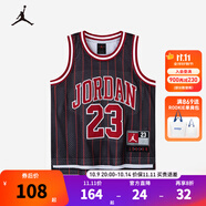 NIKE JORDAN 耐克AJ童裝男童23號籃球服背心夏季新款豎條紋兒童運 正黑色 160 /80 【建議身高158-170cm】