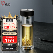 希諾（HEENOOR）雙層玻璃杯男女士高檔商務(wù)泡茶杯帶濾網(wǎng)便攜車載水杯加厚隔熱杯子 XN-6617專柜款 410ml 禮盒裝