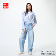 優(yōu)衣庫女裝男裝寬松廓形牛仔褲/彎刀鐮刀褲子25秋冬新款479000 62 粉藍(lán)色 30 /165/76A