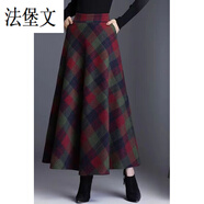 法堡文格子半身裙復古毛呢裙高腰大碼顯瘦打底裙女a(chǎn)字裙女 圖片色  薄款 3XL