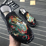 山頭林村混的鞋手工布鞋男軟底透氣亞麻輕便百搭國(guó)潮風(fēng)社會(huì)鞋 黑青龍 36