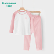 小青龍兒童秋冬季內衣套裝萊卡棉男童女童秋衣秋褲寶寶圓領(lǐng)春秋裝中大童 粉白羽毛球（女寶寶） 175 (建議165-171cm)