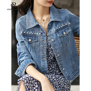 clotho Rennie品牌女裝牛仔外套女2025春秋新款韓版休閑寬松百搭港風(fēng)長(cháng)袖上衣 牛仔深藍 M