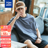 唐獅（TonLion）2025夏男短袖貼標圓領(lǐng)T恤 墨藍/二批 L