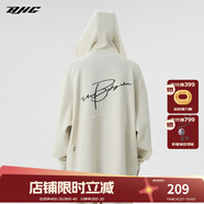BJHG不計后果春秋簡約刺繡加絨開衫連帽衛(wèi)衣男潮牌歐美風寬松情侶外套 白色 XL