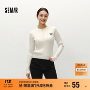森馬（Semir）毛衣女冬季短款半開襟刺繡修身套頭衫女生風(fēng)顯瘦上衣107724107001