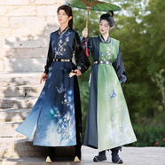 傾依·辰星傾依辰星原創(chuàng  )漢服夜闌唐制印花交領(lǐng)長(cháng)衫中國風(fēng)男女cp日常套裝 夜闌白色單獨無(wú)袖外袍 L