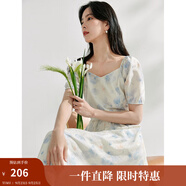 茵曼（INMAN）法式碎花高級(jí)感2025夏女新款休閑中長(zhǎng)吊帶連衣裙子 月藍(lán)連衣裙-18424791 L