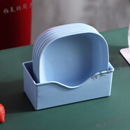 帕美頓歐式家用塑料加深吐骨碟垃圾盤(pán)桌面小盤(pán)子骨頭碟方形耐摔零食盤(pán)碟 加深藍(lán)色方碟5個(gè)裝【帶藍(lán)色底座】 14.3cm