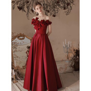 木南飛出租賃新娘敬酒服伴娘服2025新款韓版長(cháng)款修身宴會(huì )禮服敬酒服禮服 1 XS