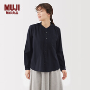 無(wú)印良品（MUJI） 女式 棉紗 長(zhǎng)袖罩衫 女士襯衫襯衣內(nèi)搭女裝25年秋季上衣BC2O7A5A 深藏青色 M （160/84A）