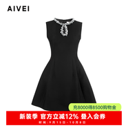 AIVEI欣賀艾薇2025春季輕熟優(yōu)雅淑女亮片小黑裙連衣裙S715403A 黑色 S