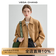 VEGA CHANG短外套女2025秋季新款復(fù)古麂皮絨夾克雅丹風(fēng)寬松上衣 核桃棕 S