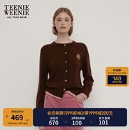 Teenie Weenie小熊秋季綿羊毛軟糯毛針織開衫簡約通勤毛衣外套女裝 棕色 XL (175)