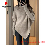 皮爾卡丹（pierre cardin）品牌高檔輕奢設(shè)計(jì)感高領(lǐng)山羊絨衫女加厚不規(guī)則寬松毛衣慵懶風(fēng)針織 品牌高端新品-駝色 S