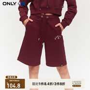 ONLYNBA聯(lián)名抽繩高腰直筒短褲休閑褲女|1241SQ001 E15 微醺酒紅色 160/64A/S