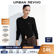 UR2025秋季新款女裝簡約休閑亮片裝飾針織開衫UWB950011 黑色 M