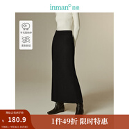 茵曼（INMAN）開叉直筒包臀半身裙2025春秋季女裝新款優(yōu)雅顯瘦針織一步裙 黑色 M