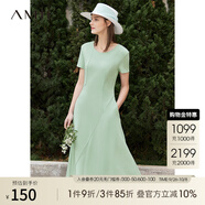 AMII2025法式復(fù)古a字連衣裙女夏季新款赫本風(fēng)顯瘦圓領(lǐng) 薄荷綠 （建議拍大一碼） M 160/84A