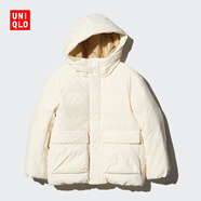 優(yōu)衣庫童裝男童女童高性能復合連帽外套/保暖厚衣服473309 01 乳白色 150