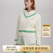 ELAND衣戀糖果色V領(lǐng)針織衫寬松短款套頭學(xué)院風(fēng)撞色毛衣女 象牙白/白色(39)Ivory M