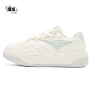 喬丹（QIAODAN）【餅干鞋】板鞋女厚底增高革面耐磨緩震運動(dòng)鞋QDL052254560 象牙白/粉沫藍 39