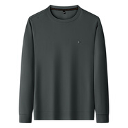 金盾（KIN DON）2025秋冬新款長(cháng)袖T恤男士青年商務(wù)時(shí)尚圓領(lǐng)套頭純色休閑百搭打底 9990-深灰 M