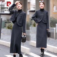 皮爾卡丹（pierre cardin）法式氣質(zhì)小香風(fēng)毛呢套裝裙子女秋冬裝2025冬季新款名媛時(shí)尚兩件套 深灰色套裝 2XL 【建議105-120斤】