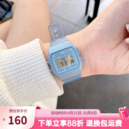 卡西歐手表 數顯小方塊 潮流電子表 時(shí)尚運動(dòng)防水學(xué)生表考試表 F-91WS-2 果凍藍