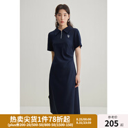 獨束大碼女裝【雙色雙版】氣質(zhì)休閑Polo領(lǐng)連衣裙女夏裝新款簡約裙子 星空藍-長款 XL (尺碼：3)