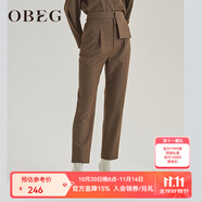 OBEG歐碧倩秋冬簡(jiǎn)潔時(shí)尚直筒褲女氣質(zhì)OL通勤毛呢西褲10404035 橄欖綠 XS /155/34