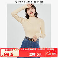 佐丹奴極細(xì)針織衫女純色修身內(nèi)搭半高領(lǐng)長袖針織打底衫女13353811
