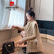 皮爾卡丹（pierre cardin）小香風(fēng)氣質(zhì)輕熟馬甲時尚套裝2025春秋季新款韓版格紋毛衣裙兩件套 卡其色 均碼