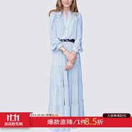MeetMetro瑪依爾法式仙女連衣裙女2025秋新款高端氣質(zhì)純欲風(fēng)裙子禮服長(cháng)裙 淺藍【現貨】 M