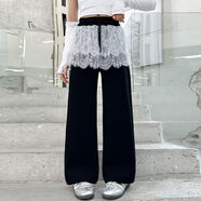 雷姆汀女童褲子春裝2025新款洋氣時(shí)髦大童女裝寬松闊腿褲兒童春秋款衛褲 CK273黑色 120