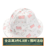 Kordear 嬰兒帽子0-6個(gè)月夏天新生兒帽子 女夏季薄款男寶寶純棉紗布遮陽帽初生平檐漁夫帽夏 粉狗印花<防風(fēng)款>不包含90碼 帽圍49cm（建議12-18個(gè)月）