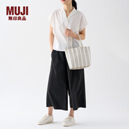 無(wú)印良品（MUJI） 手編包 環(huán)保材料 手提包菜籃子編織包 包包 度假沙灘包 2色棕色豎條紋/小 NONE