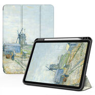 zoyu適用ipadair5保護(hù)套帶筆槽ipad9殼2021輕薄10第十代ipadpro11 三折彩繪筆槽田邊風(fēng)車送鋼 iPad20192020202110點(diǎn)2英寸