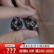 詩筠（SHIJUN）品牌黑色鋯石耳釘氣質(zhì)大氣感耳飾2025潮銀耳環(huán)時(shí)尚首飾禮物