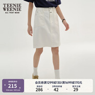 Teenie Weenie小熊女裝簡約短款牛仔裙半身裙短裙A字高腰復(fù)古美式女 象牙白 S (160)