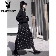 花花公子（PLAYBOY）2025秋冬新款設(shè)計感秋冬高腰花苞裙女圓波點(diǎn)燈芯絨半身裙顯瘦裙子 波點(diǎn) L 【建議95-125斤】