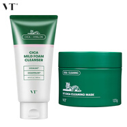 VT薇締積雪草洗面奶男士老虎洗臉控油保濕舒緩敏感肌女 洗面奶+泥膜 420ml
