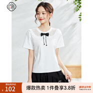 固執(zhí)（OBSTINATE）【特價(jià)】夏季新款學(xué)院風(fēng)短袖圓領(lǐng)蝴蝶結(jié)t恤女裝上衣10832TX08213 米白色 160/80A/S