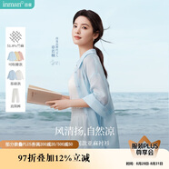 茵曼章若楠同款防曬苧麻棉女裝襯衫2025夏季新品襯衣上衣 淺藍色 M